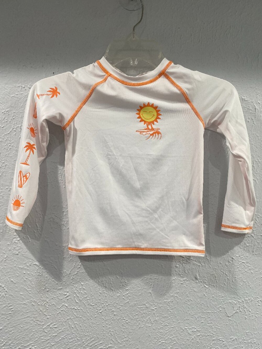 GAP girl's size 4T, white and orange, long sleeved rash guard EUC.
